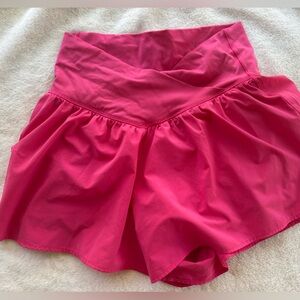 Aerie Offline Crossover Athletic Shorts Pink High Waisted Flowy Gym Shorts M